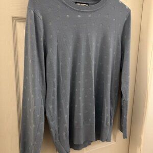 Karl Lagerfeld Light Blue Polka Dot Crew Neck Sweater XL